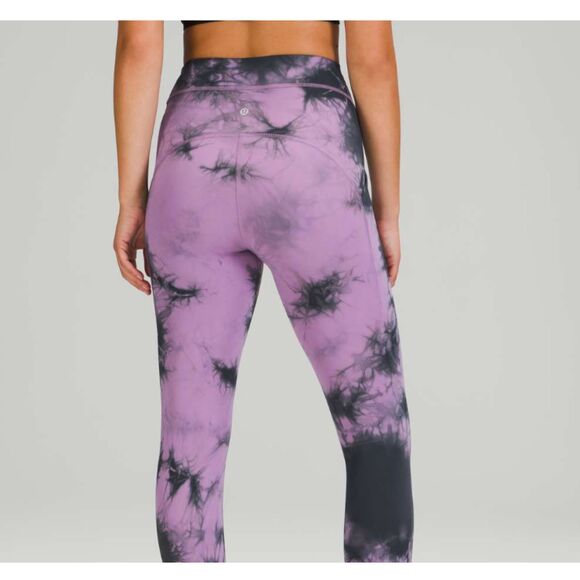 Lululemon Power Thru High-Rise Tight 25"Over Tie Dye Wisteria Purple Size 4 - Picture 3 of 10